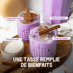 Ube latte ube isla alternative café matcha latte poudre ubé naturelle ube bio purple yam latte mauve boisson violette ube-latte-poudre poudre d’ube naturelle pour latte violet Ube Isla